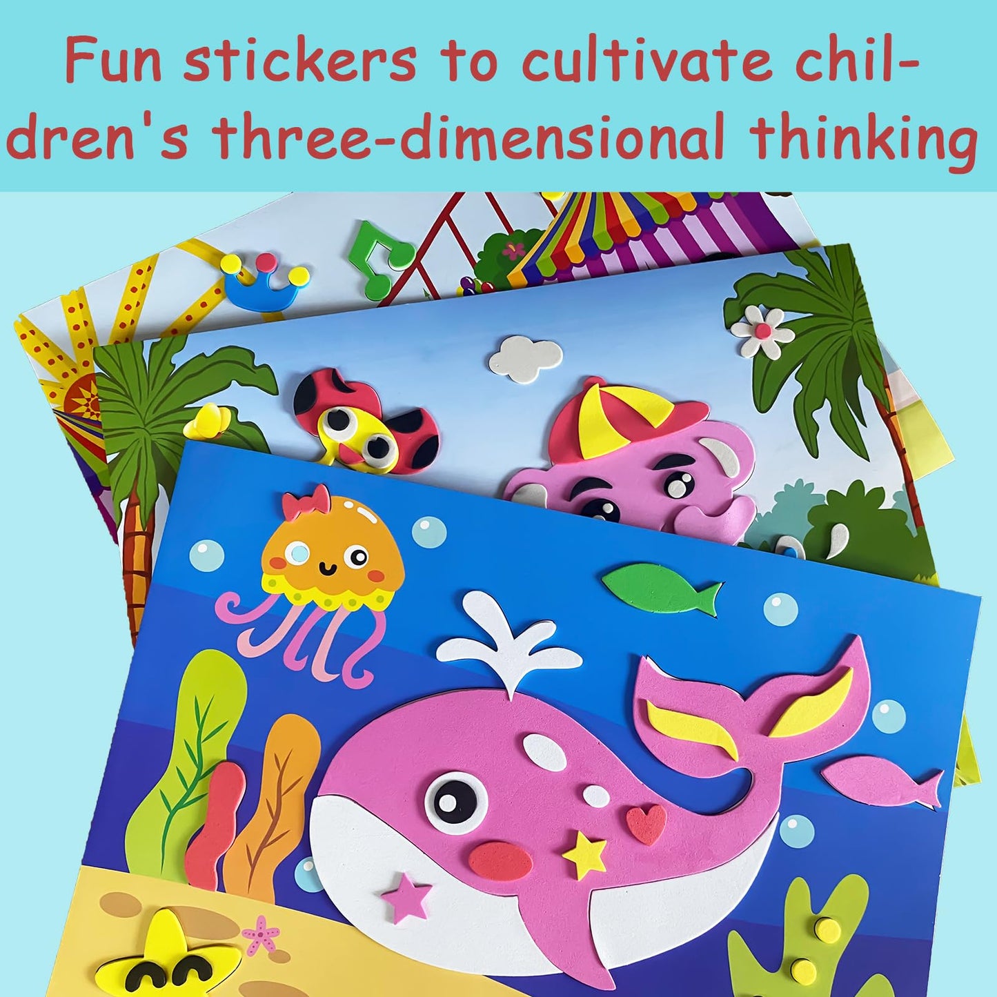 Cgq #L Style 11.5'' X 8.2'' Large16Pcs 3D Eva Foam Sticker Puzzle Game Diy Cartoon Animal Learning Education Toys For Children.
