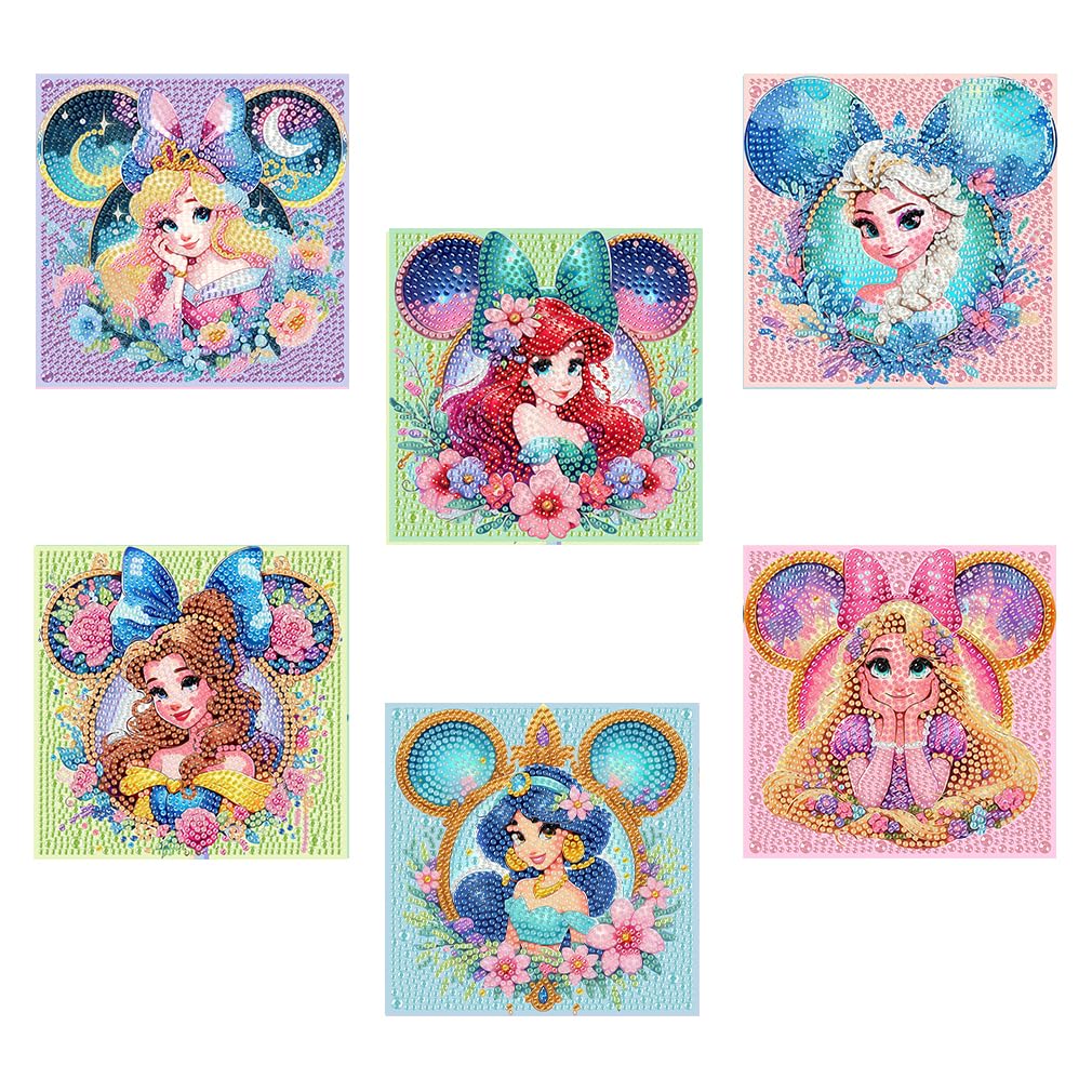 nekpiahu 6 Pack Diamond Art Painting Kits for Kids,Cartoon Diamond Art for Kids Ages 4-8-12,Cartoon Gem Kit Crafts Beginners for