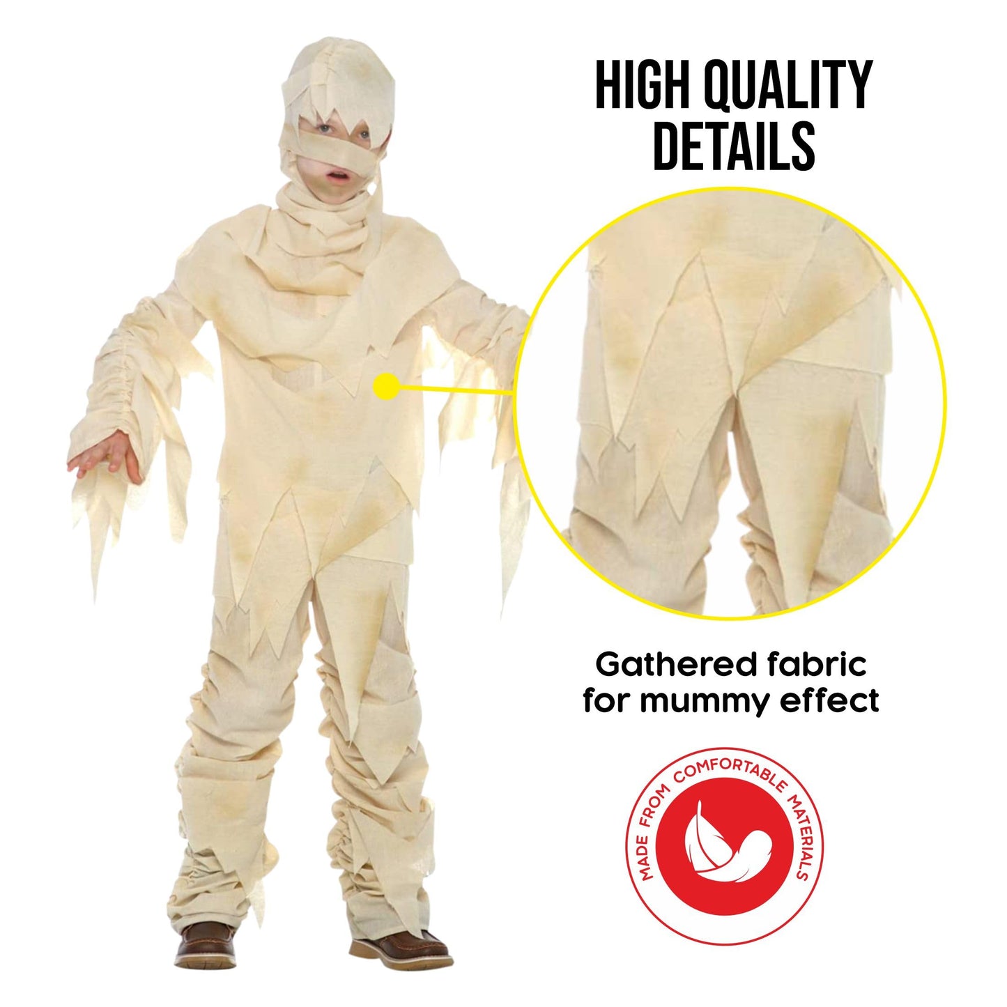 Morphsuits Kids Mummy Costume For Boys And Girls, Halloween Mummy Outfit, Spooky Costume For Kids, Fun Dress-Up, 7-9 Years