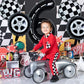 Toniful Race Car Black Balloons Car Birthday Party Supplies,40 Inch Giant Jumbo Helium Foil Mylar Big Number 6 Digital 6 Balloon