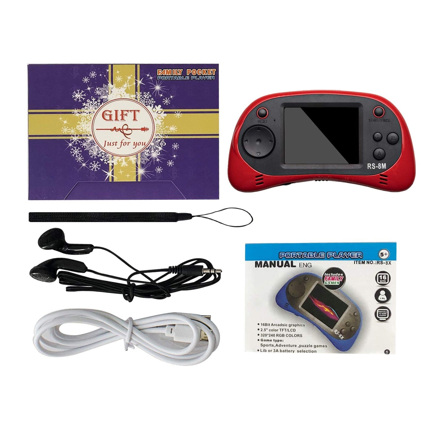 Kids Handheld Games 16 Bit Retro Video Games Console With 220 Hd Electronic Games - 2.5'' Lcd Portable Travel Games Entertainment Gifts For Boys Girls Ages 4-12 (Classic Red)
