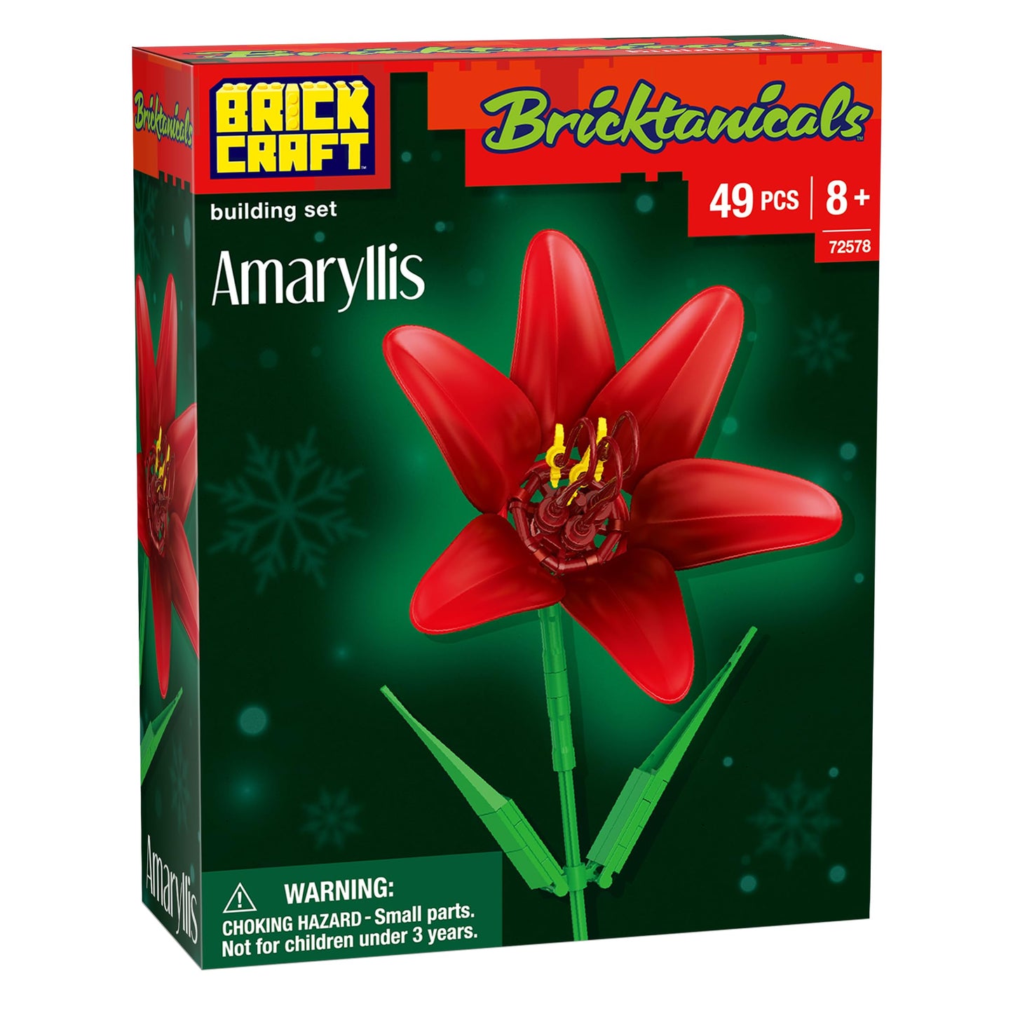 Brickcraft Bricktanicals Amaryllis Bricks Building Set 49 PCS Construction Toy Realistic Red Flower Stem Model Botanical Collect