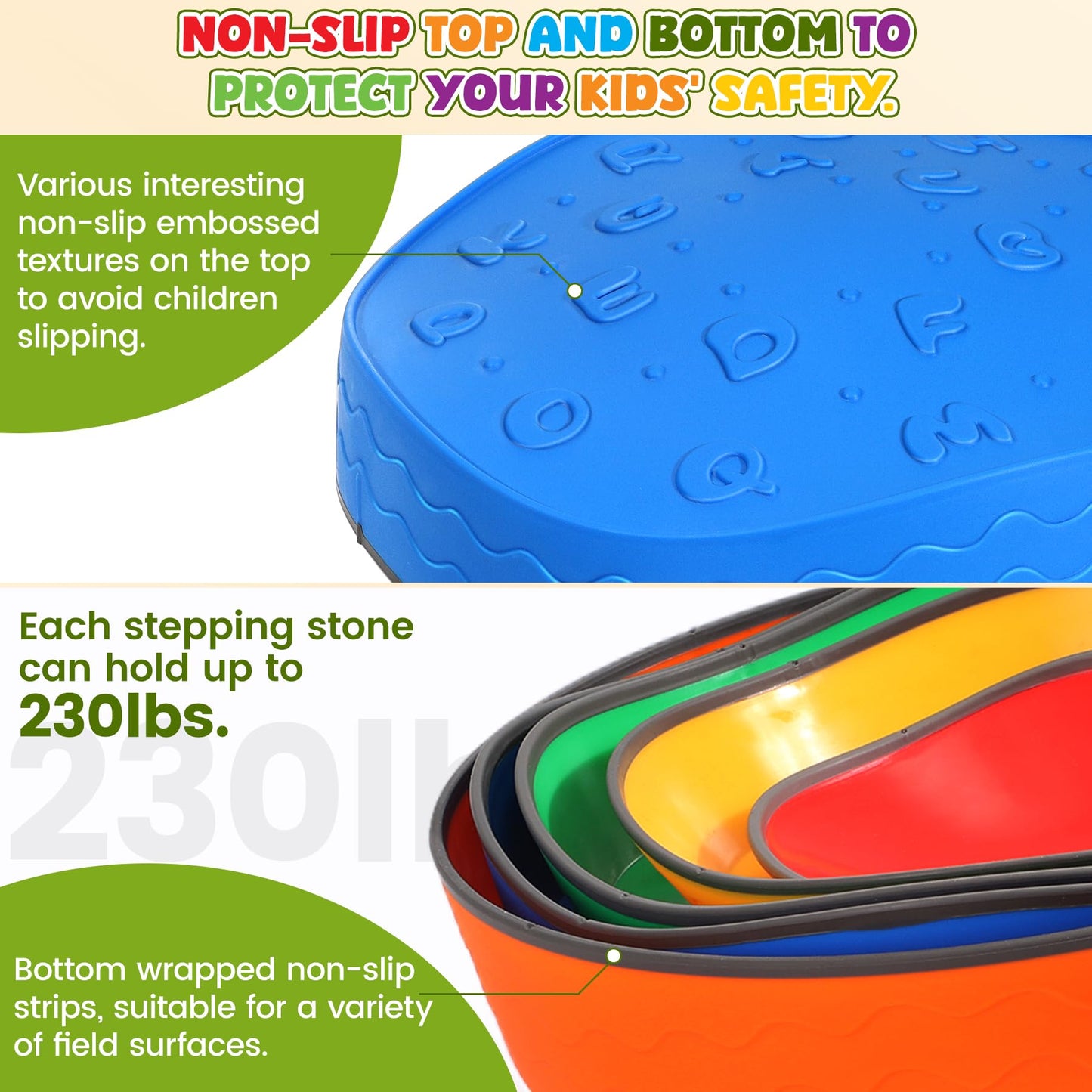 Astrell Stepping Stones For Kids - Colourful Durable Non-Slip Toddler Stepping Stones Outdoor Play - Balance Beam For Kids, Indo