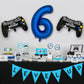 Navy Blue Video Game Party Supplies Boys 6Th Birthday Party Decorations- 2 Packs Game On Balloons With Dark Blue Number 6 Balloo