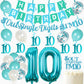 Joymemo 10Th Birthday Decorations For Girl Teal - Peace Out Single Digits I'M 10 Garland & Cake Topper Turquoise Happy Birthday Banner Number 10 Balloons Double Digits Birthday Party Supplies