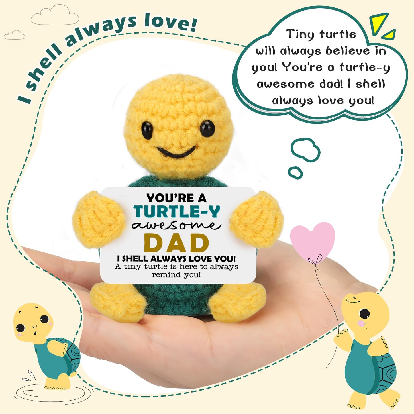 Christmas Turtle Dad Gifts from Daughter Son, Stocking Stuffers Birthday I Love You Gift for Father Daddy Stepdad Bonus New Dad