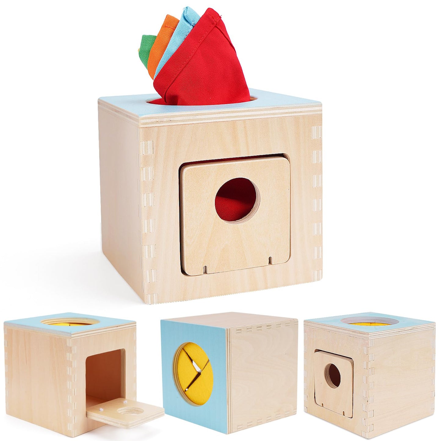 Fcsonu Kids Toddler Toys, Montessori Baby Toys 0-6-12 Months, 1 Year Old Wooden Baby Tissue Box Toy For Educational Learning Wit