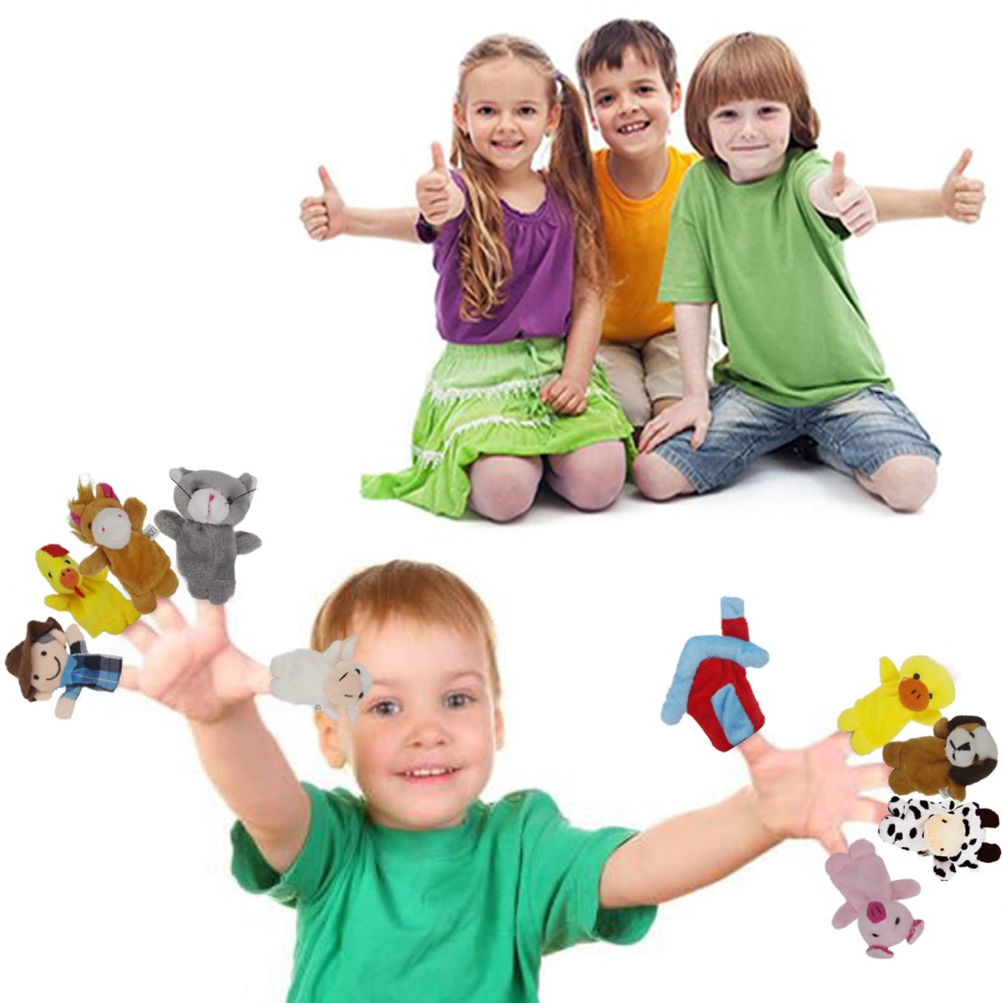 RIY 10Pcs Cotton Finger Puppets - Educational Old Macdonald Set, Small, Farm-6, Model RToy-55