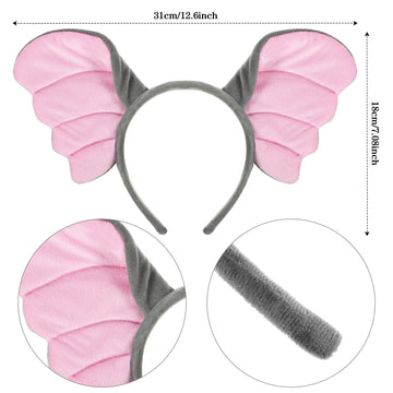 Lewtemi Elephant Costume Kids Elephant Ears Headband Nose Elephant Accessories For Children Carnival Halloween Cosplay(Elegant Style)