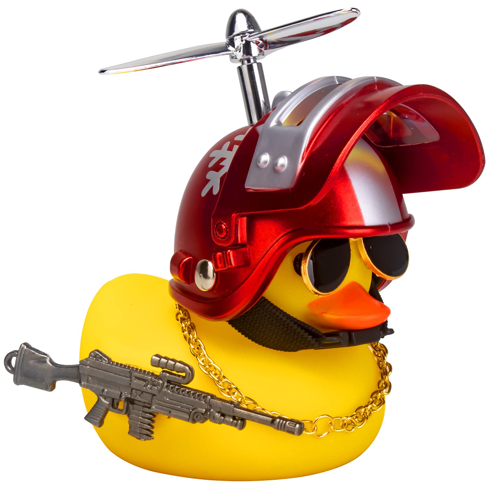 Wonuu Rubber Yellow Duck Car Ornaments Cool Duck Car Dashboard Decorations With Propeller Helmet Sunglasses (Snowflake-Yellow G)