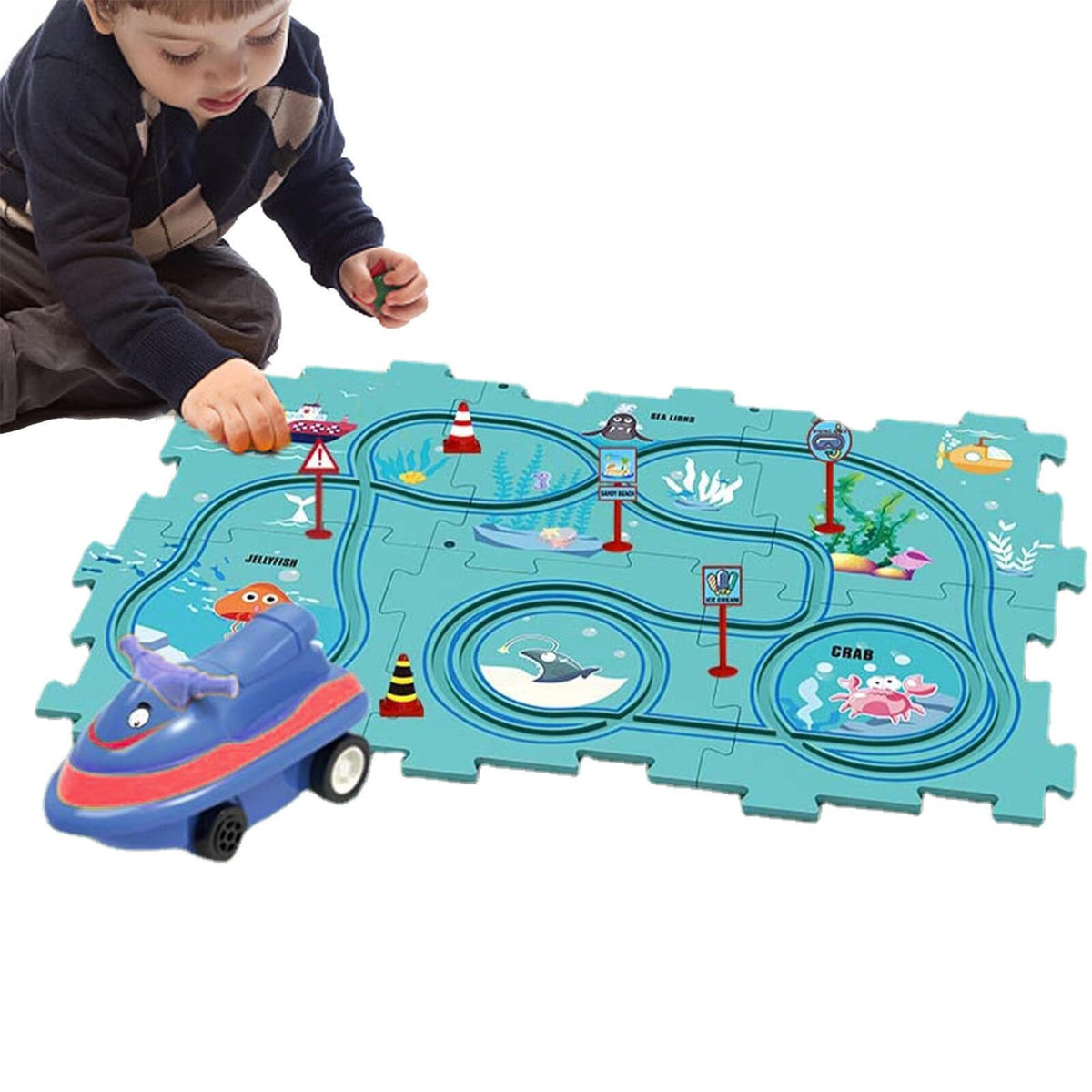 Kidology Montessori Car Rail Puzzle Car Track for Kids Ages 36 | Educational & Fun Race Track Play Set | Perfect Toddler Puzzle