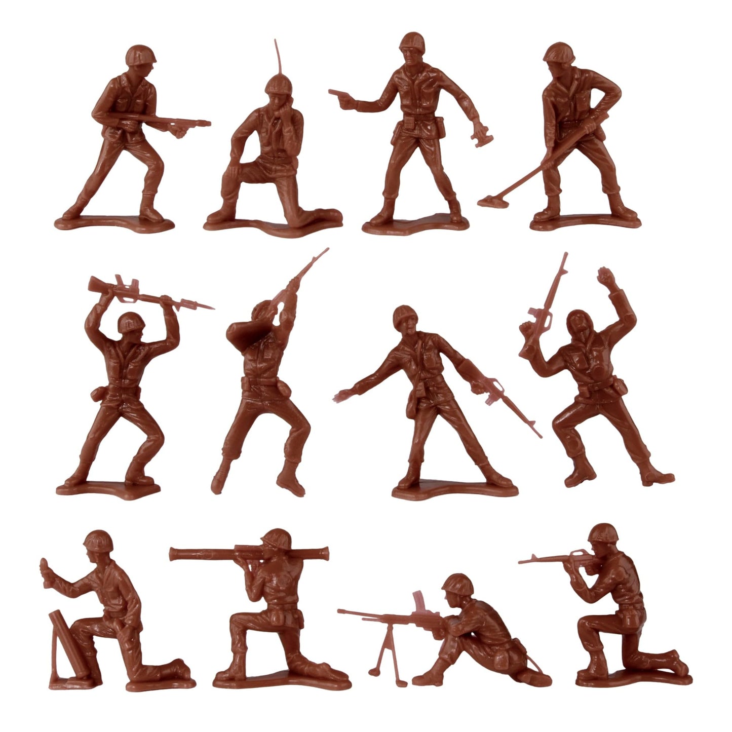 TimMee Plastic Army Men - 48pc Rust Brown Toy Soldiers - LDPE Plastic - Model TM-67714