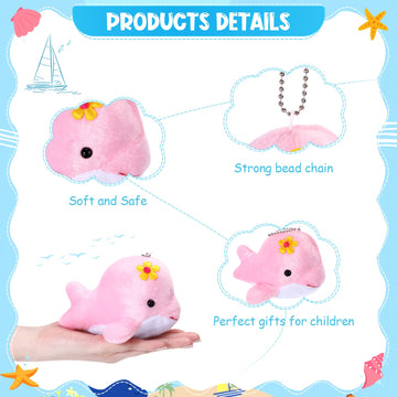 Zomiboo 12 Pcs Mini Animal Plush Toys Dolphin Sea Turtle Stuffed Animals Small Tiny Ocean Mini Plush Toys For Keychain Decoration Baby Xmas Bag Fillers Stocking Stuffs(Dolphin)
