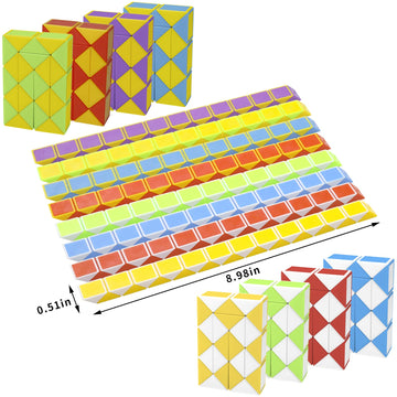 LENDOD 24 Pack 24 Blocks Mini Fidget Snake Cube Mini Twist Puzzle Cubes Magic Speed Cubes Toy for Kids Party Bag Fillers  Party Supplies