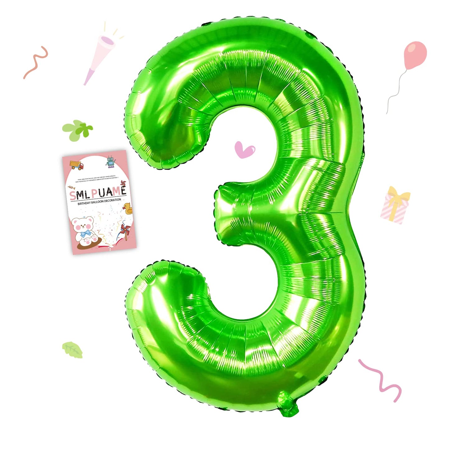 Smlpuame 40 Inch Number Balloon 0-9 Green Large Number 3 Balloons,Digital Balloons For Birthday Party Celebration Decorations Su