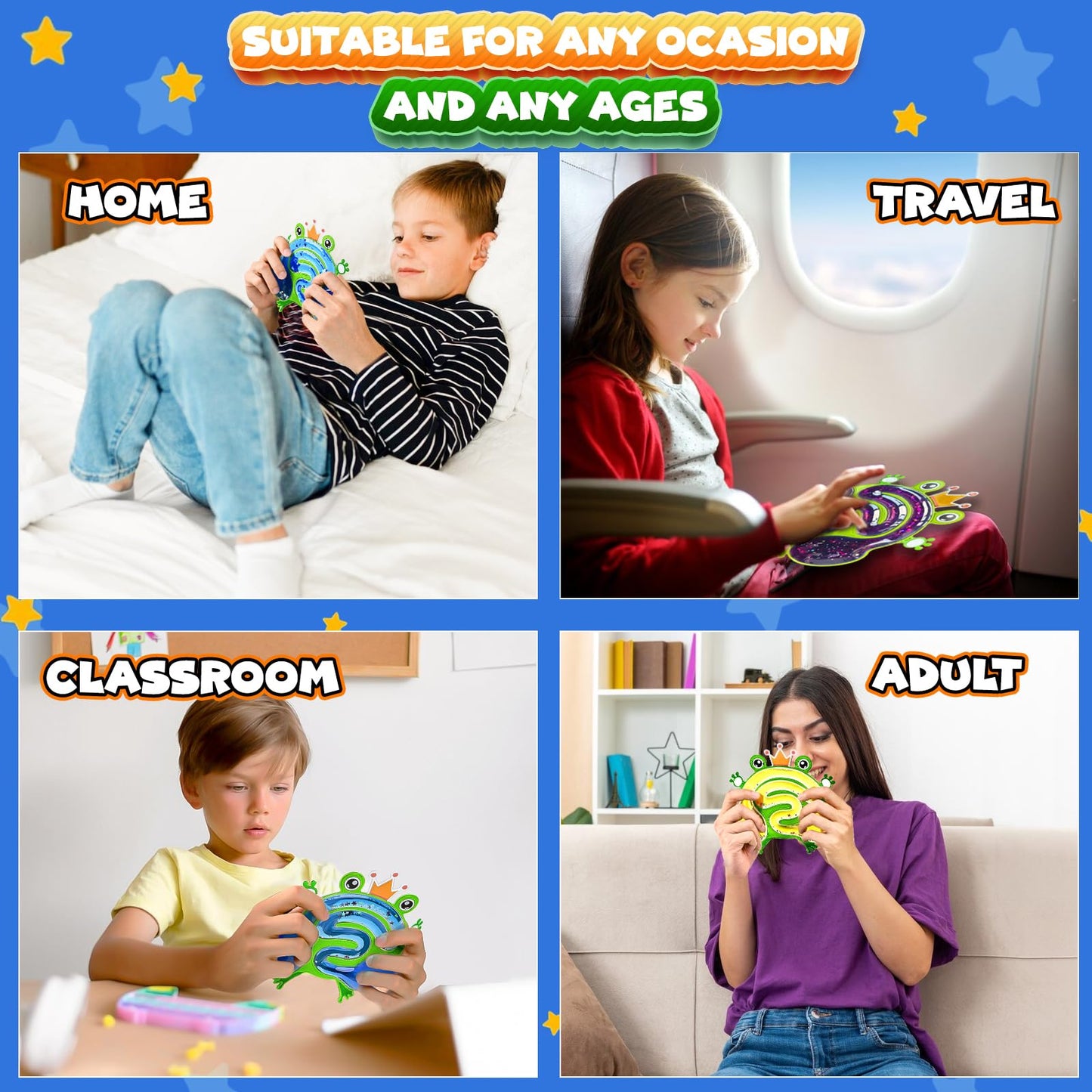 2PCS Sensory Glitter Leap Frog Fidget Toys for Kids, Toddlers & Classroom, ADHD & Autism Sensory Products, Birthday Gift for Boy