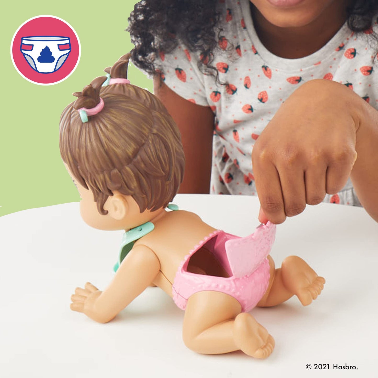 Baby Alive Lil Snacks Doll - 8-Inch Snack-Themed Baby Doll, Brown Hair, Eats and Poops, Model F2619, Toy for Kids Ages 3 and Up