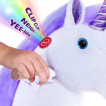 Ponycycle Ride On Unicorn Toy (With Brake/ 36' Height/Size 4 For Age 4-8) Toddler Purple Horse Ride On Toys For Kids Ride On Horse Plush Ux406