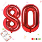 Smlpuame 40 Inch Red Number 80 Balloon - Helium Foil for Birthday Party & Wedding Decorations