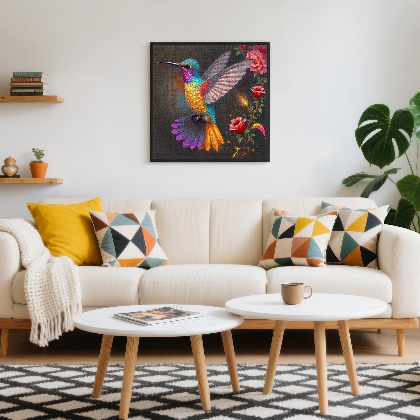 Hummingbird Puzzles for mature-themeds 1000 Pieces  Vibrant Flower Fantasy Art Jigsaw Puzzle with Letters on Back  Flower and Bird Challenging Puzzle  Cardboard  enhanced Family Game Decor & Gift(22.8x22.8in)