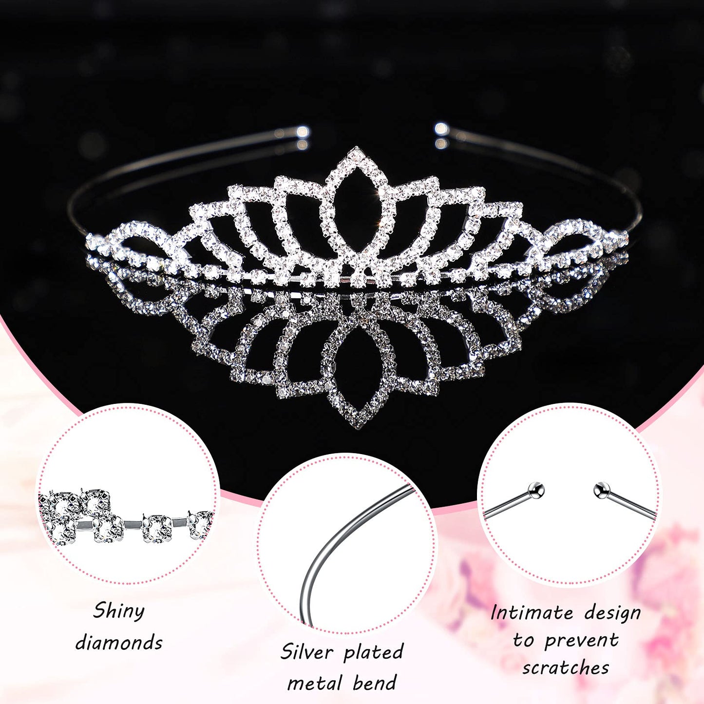 Hicarer 20 Pieces Girls Tiara Crown Silver Princess Crowns Girls Crystal Tiaras Bulk for Wedding Birthday Party Favor (Cute Styl