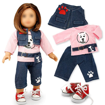 Oct17 Doll Clothes For American Girl 18    Inch Dolls Wardrobe Makeover Outift Dog Puppy Casual Wear Bundle