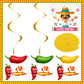 30 Pieces Chili Pepper Whirls Cinco de Mayo Pepper Decorations for Fiesta Party Mexico Spiral Hanging Party Streamers for Decor