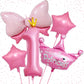 1St Birthday Decorations For Girls, Pink 1St Birthday Balloon Set With 40 Inch Pink Number 1, Large Helium Foil Mylar Crown Balloon, Pink Bow Foil Balloons For Baby Girl Daughter First Birthday Party