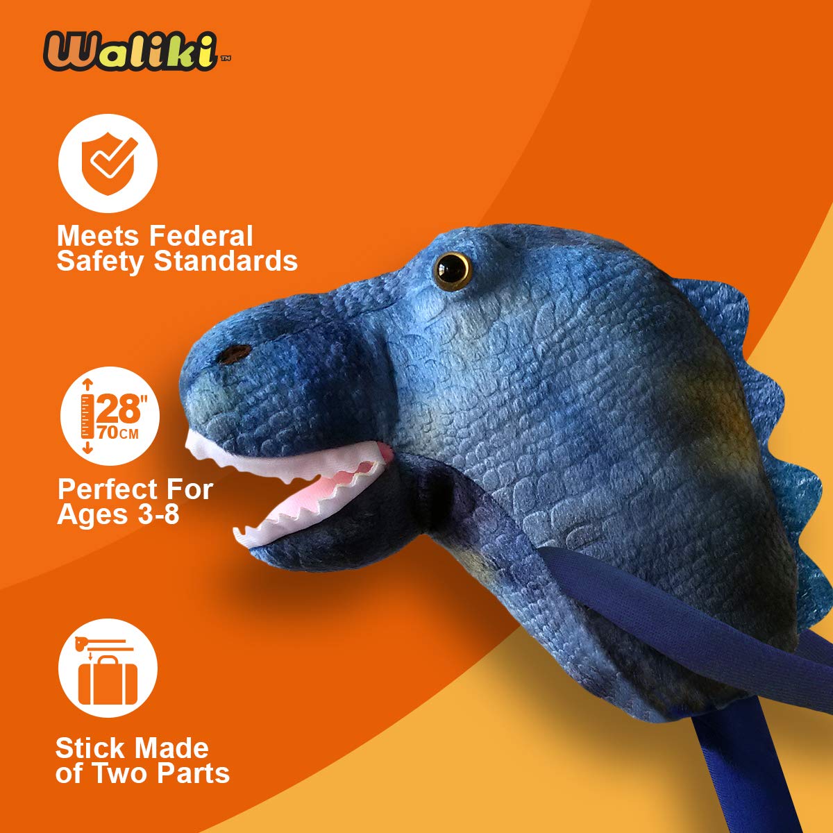WALIKI Plush Stick Horse Dinosaur T-Rex for Kids & Toddlers - 30 inches