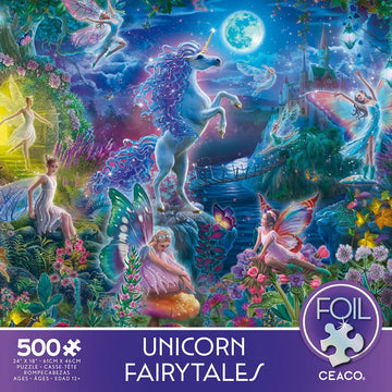 Ceaco - Foil Puzzle - Unicorn Fairytales - 500 Piece Jigsaw Puzzle