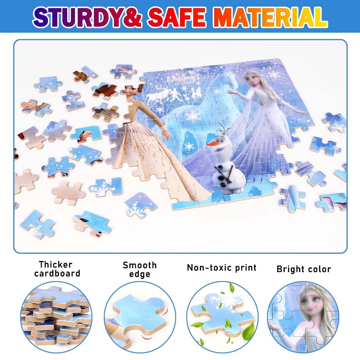 Puzzles For Kids Ages 4-8,Kids Puzzles In A Metal Box,Winter Princess Puzzles,Children Boys Girls Learning Educational Puzzles P