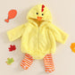 Adobabirl Baby Girl Boy Halloween Costume Chick Shaped Plush Long Sleeve Hoodie Romper Striped Footie Pants Cute Clothes (Chick