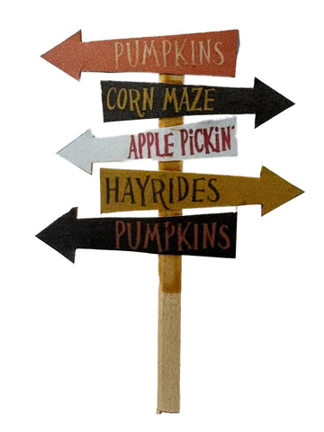 Melody Jane Dolls Houses Dollhouse Halloween Autumn Fall Directional Patch Sign Outdoor Decoration 1:12