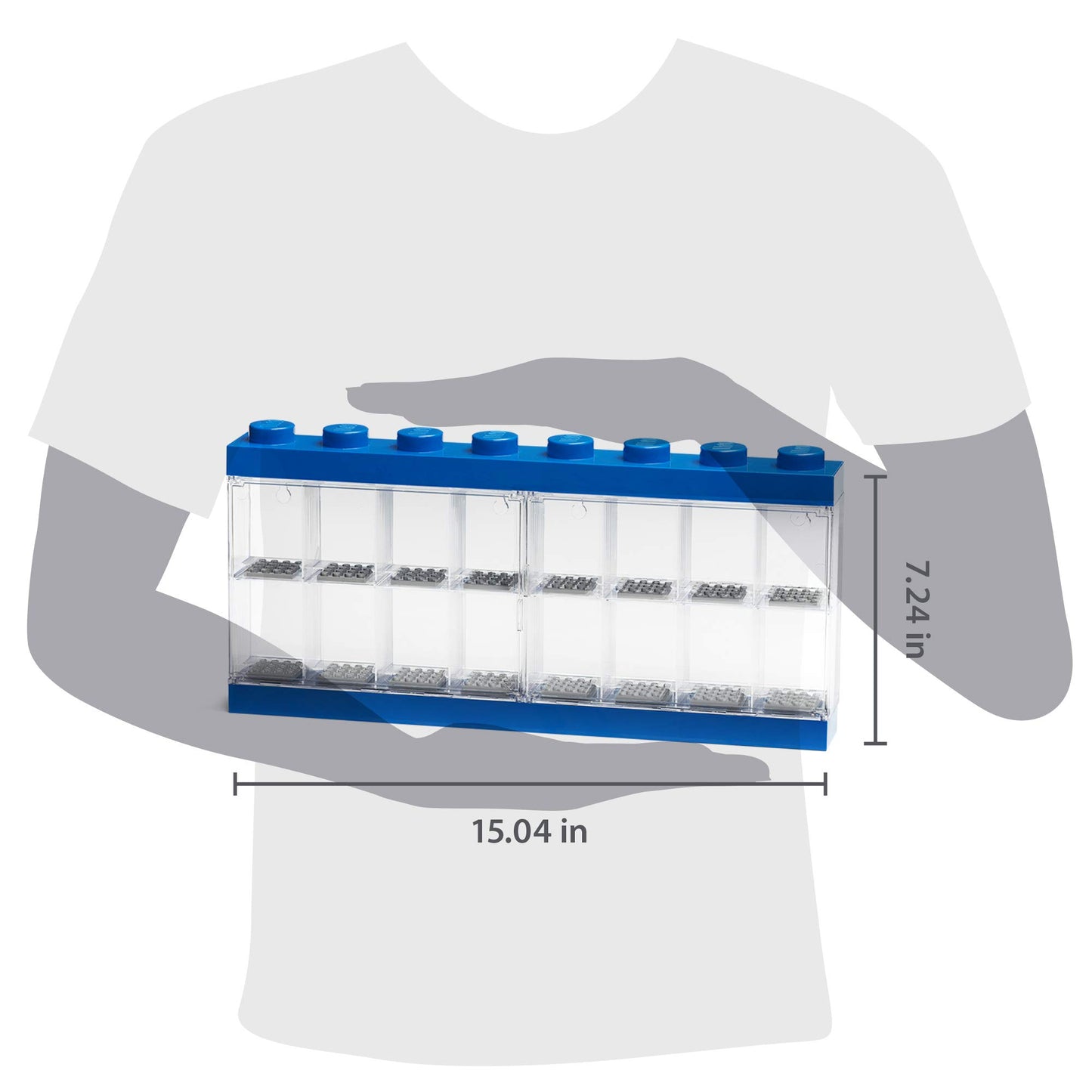Lego Minifigure Display Case Plastic Blue/Clear