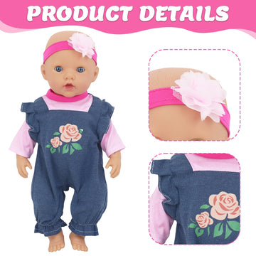 4 Sets Baby Doll Clothes For 14-18 Inch Dolls, 16 Inch Baby Doll Fashion Clothes Dresses And Accessories Outfits For New Born Ba