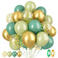Paready Sage Green Gold Balloons, 60 Pcs 12 Inch Retro Green And Metallic Gold Confetti Balloons, Retro Avocado Party Balloons F