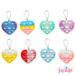 Funeta Valentines Pop Its - 30 Pack Fidget Cards for Kids, Silicone Keychains in Red, White, Blue, Pink, Yellow, Purple