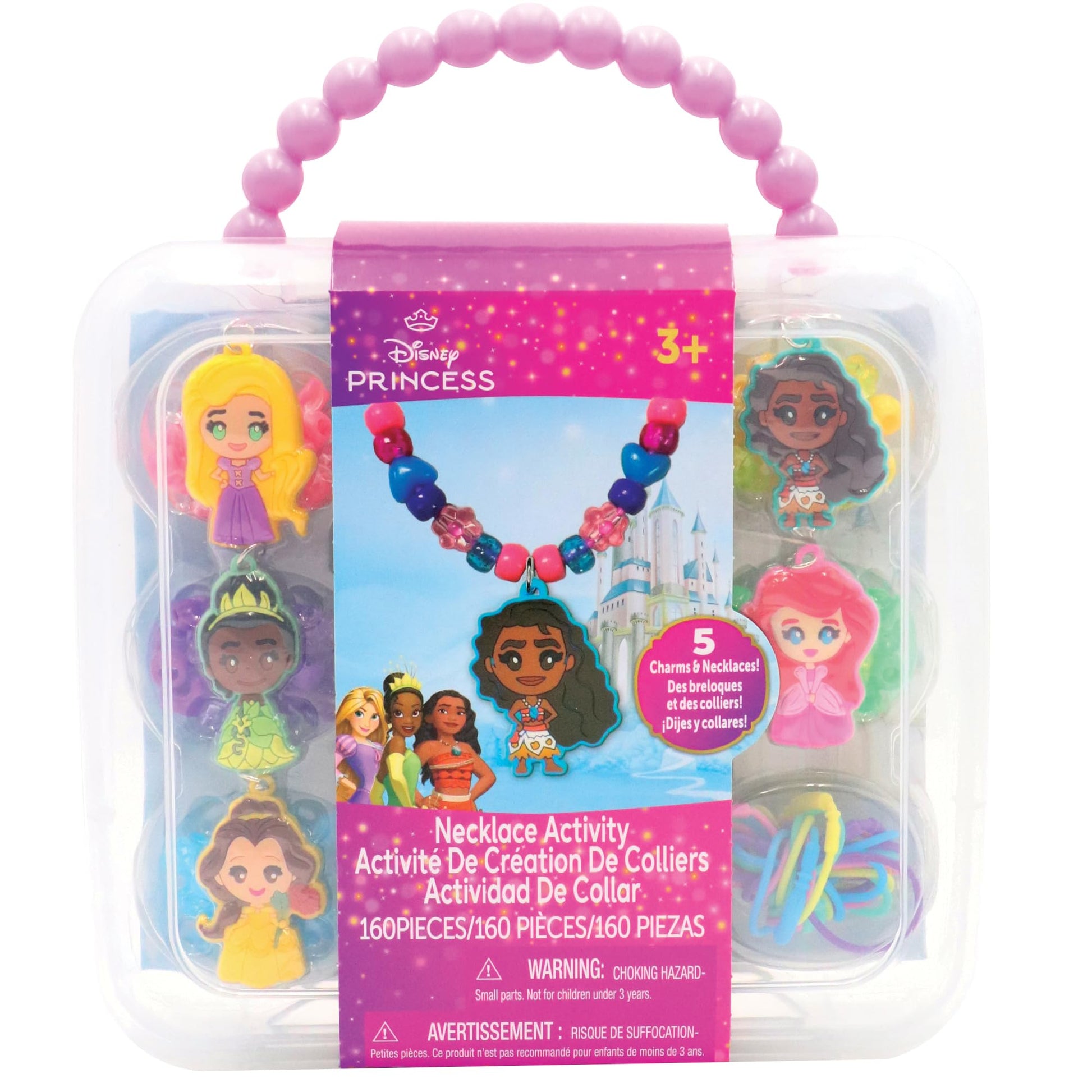 Disney Princess Necklace Activity, 160-Piece Jewelry Making Kit, Preschool Arts and Crafts, Kids Toys for Ages 3 Up