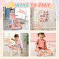 TOY Life 3 in 1 Baby Push Walker & Activity Center, Pink, for 6-12 Months, Model ZS409399, Music Panel, Sit to Stand Learning Toy