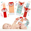 Padonise Lovely Animal Wrist Rattles & Sock Toy For Baby Infant 0-6 6-12 Month Old Newborn Soft Toy Hand And Foot Finder Girl Boy Birthday Shower Easter Gift Set For Babies