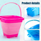 Shindel 3PCS Collapsible Beach Bucket Set, Colorful Sand Bucket Multi Purpose for Beach Summer Activities, Camping Gear, Beach E