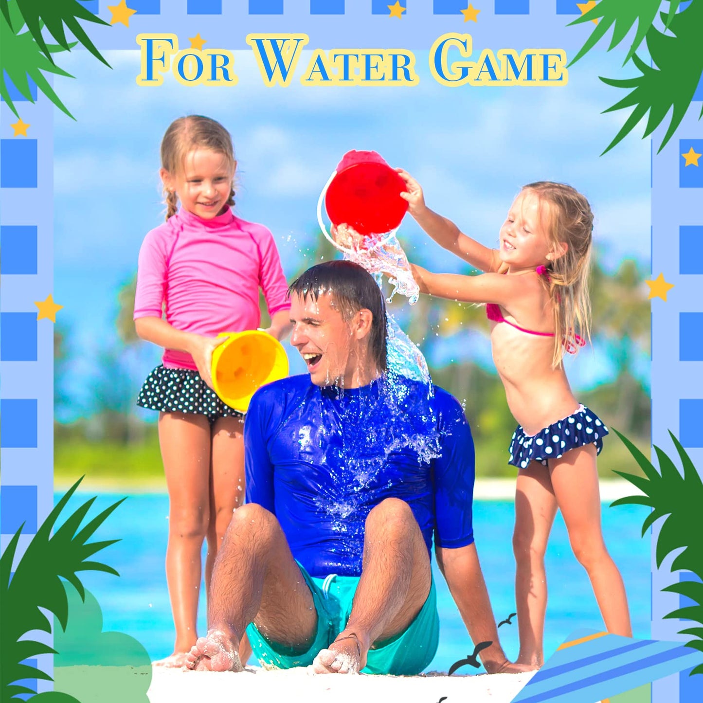 Sratte Beach Sand Buckets and Shovels Sets for Boys Girls, Plastic Beach Pails Sand Toys for Summer Pool Party Favors