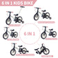 Jmmd Toddler Bike With Push Handle For Kids 18-60 Months, 6 In 1 Push Bike With Training Wheels & Pedals, Balance Bike For Boys And Girls With Brakes & Kickstand, Pink