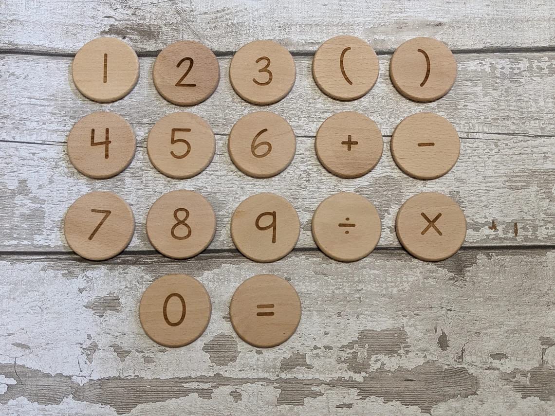Haoser Maths Numbers And Counting Discs And Tokens  Montessori Toys  Learning Numbers For Kids  Wooden Toy  Learning Discs 