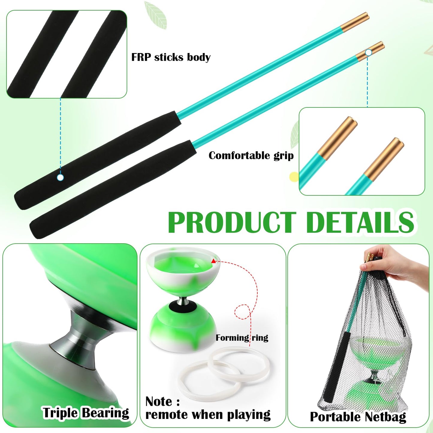 Simgoing Chinese Yoyo Diabolo Set Includes Colorful LED Diabolo Toy Light up with 2 Pieces Sticks, 1 Piece String, 1 Net Bag for