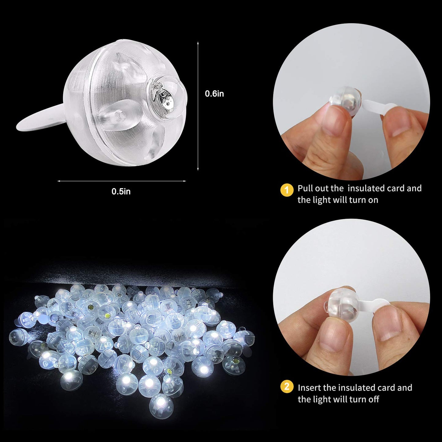 Aogist 100pcs White LED Balloon Lights, Mini Round Plastic Lamps for Indoor Outdoor Events, Halloween, Christmas, Weddings