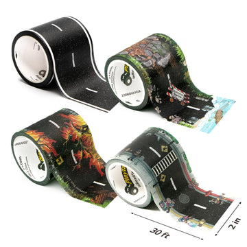 Playtape Variety Pack Road Tape For Toy Cars - Sticks To Flat Surfaces, No Residue, 2 In. X 30 Ft. Roll
