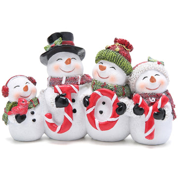 Hodao 7.75'' Christmas Snowman Family Decorations - Handmade Snowman Figurines For Xmas Decor & Party
