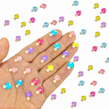 100Pcs Resin Mushroom For Crafts Dollhouse Miniatures Resin Mini Things Tiny Mushrooms For Fairy Garden Dollhouse Micro Landscap