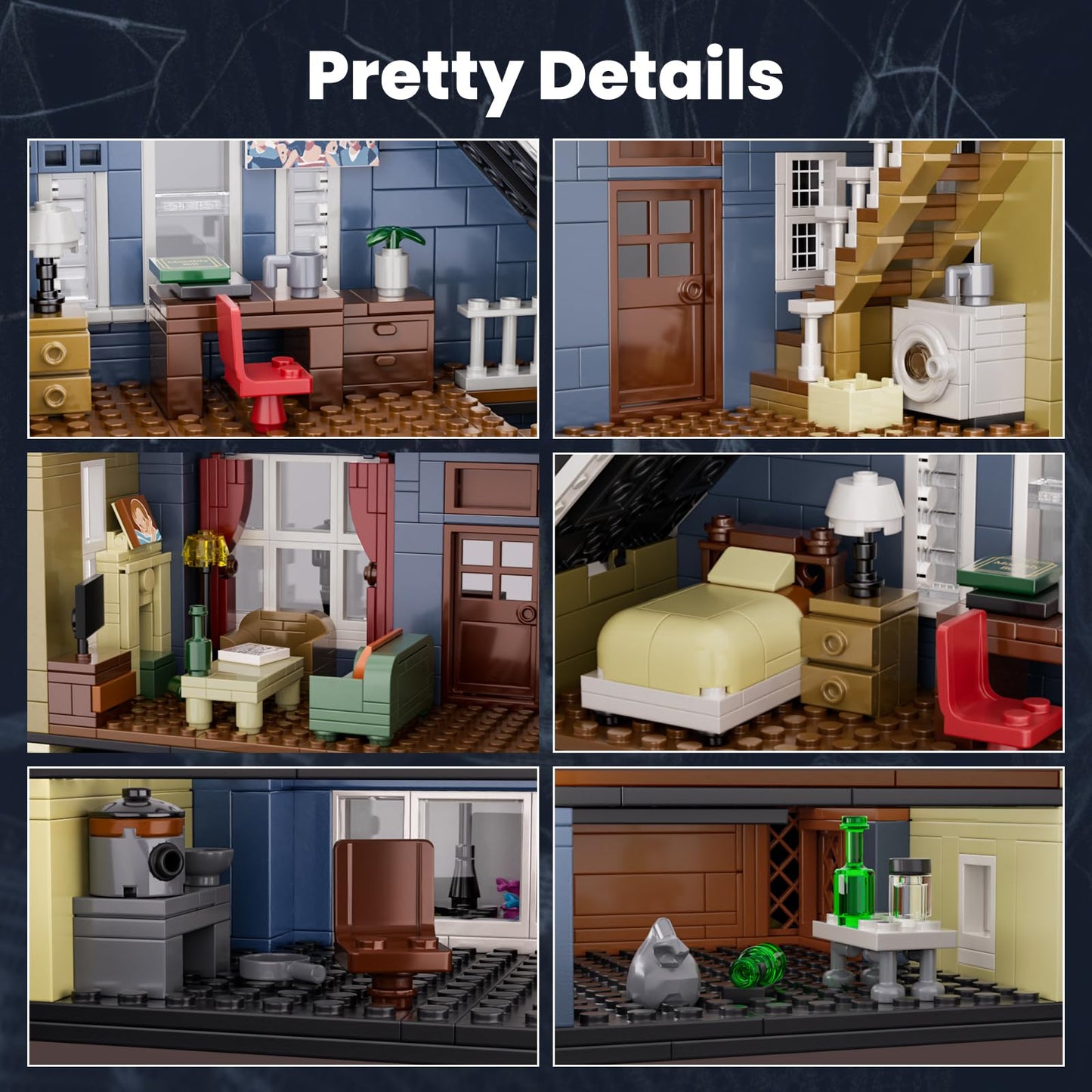 Millionspring Shame House Building Blocks Set - 1058 PCS, ABS Material, 1:12 Scale, Compatible with Lego, for Adult Fans 18+